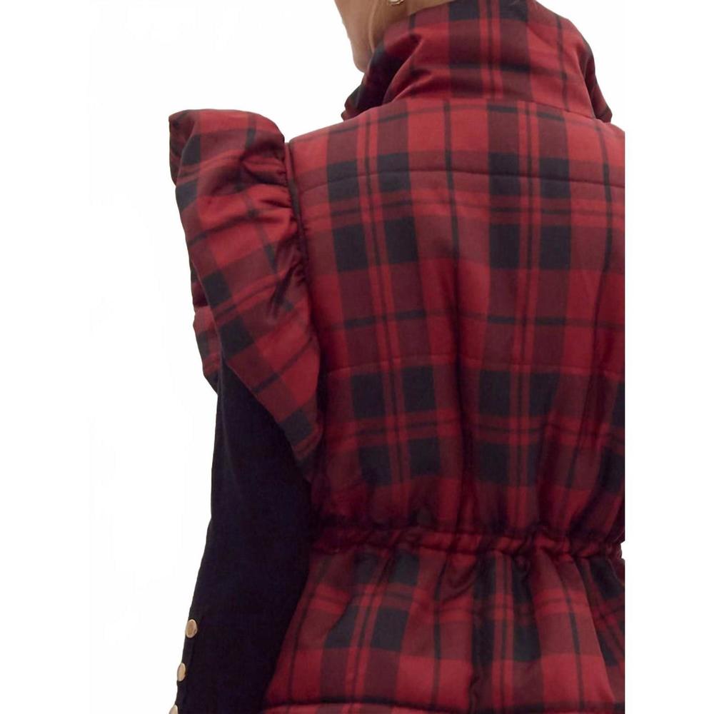 Entro Red and Black Plaid Vest - Picture 6 of 7